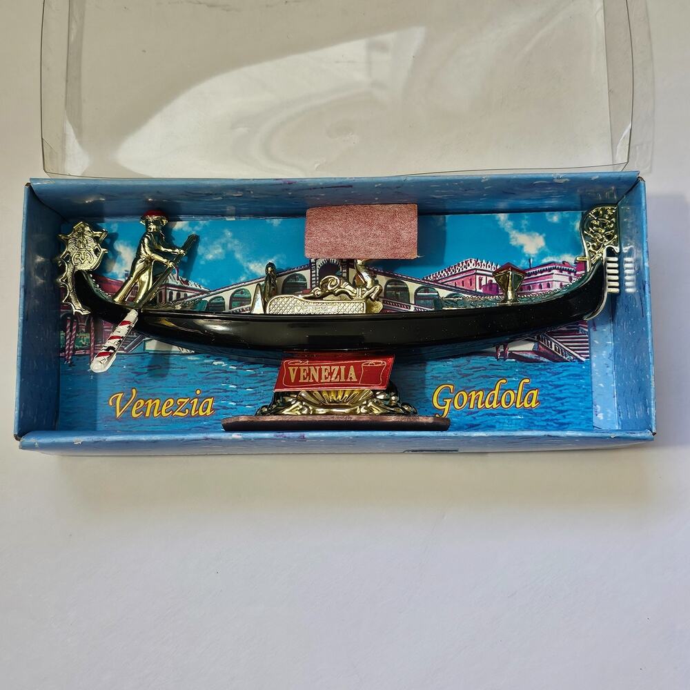 Venice Italy Gondola Miniature Venezia Souvenir Original Box Vintage